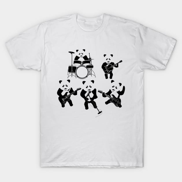 Panda Bear Rock Band T-Shirt by mailboxdisco